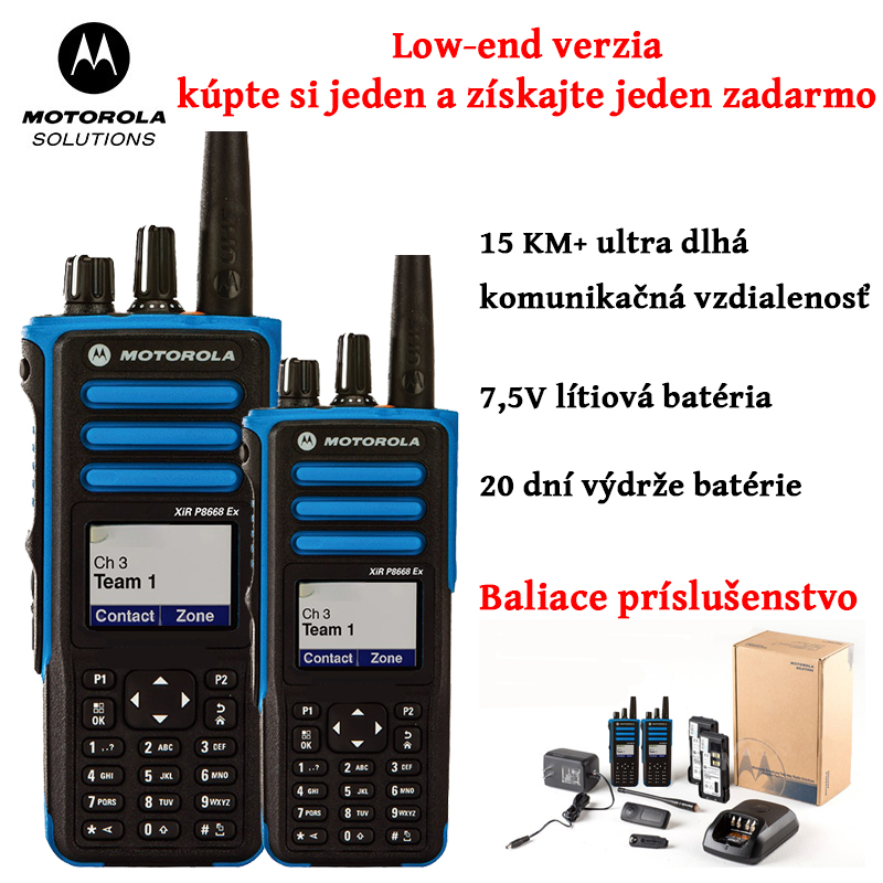 [Low-end verze, kupte si jednu zdarma] Vysílačka Motorola, více než 15 km dlouhá komunikační vzdálenost, výdrž baterie 20 dní, baterie 7,5 V, vodotěsnost a prachotěsnost IP54, 300 kanálů, vodotěsný materiál IP68